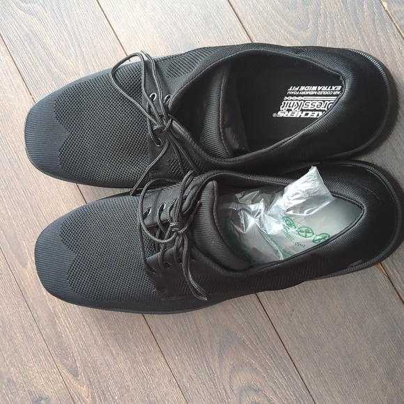 Skechers Caswell Aleno Black Knit Lace Oxford Dress Shoes 65127EWW Mens 15 Wide - Picture 2 of 15